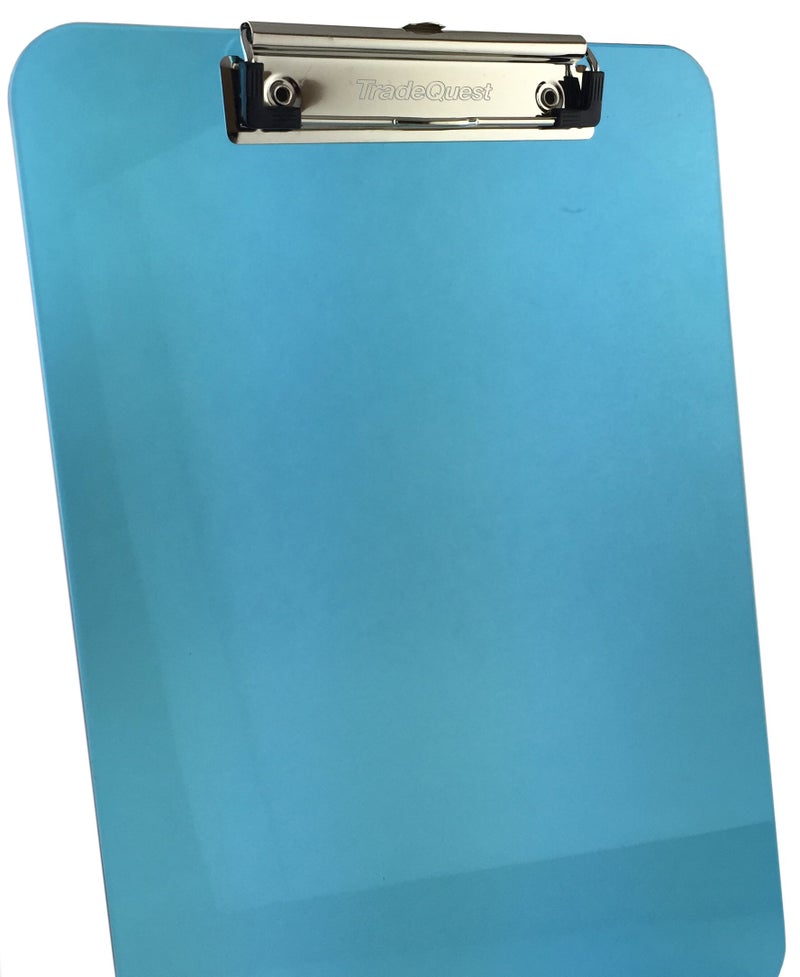 Trade Quest Plastic Clipboard Transparent Color Letter Size Low Profile Clip (Pack of 6) (Blue) - Image 2